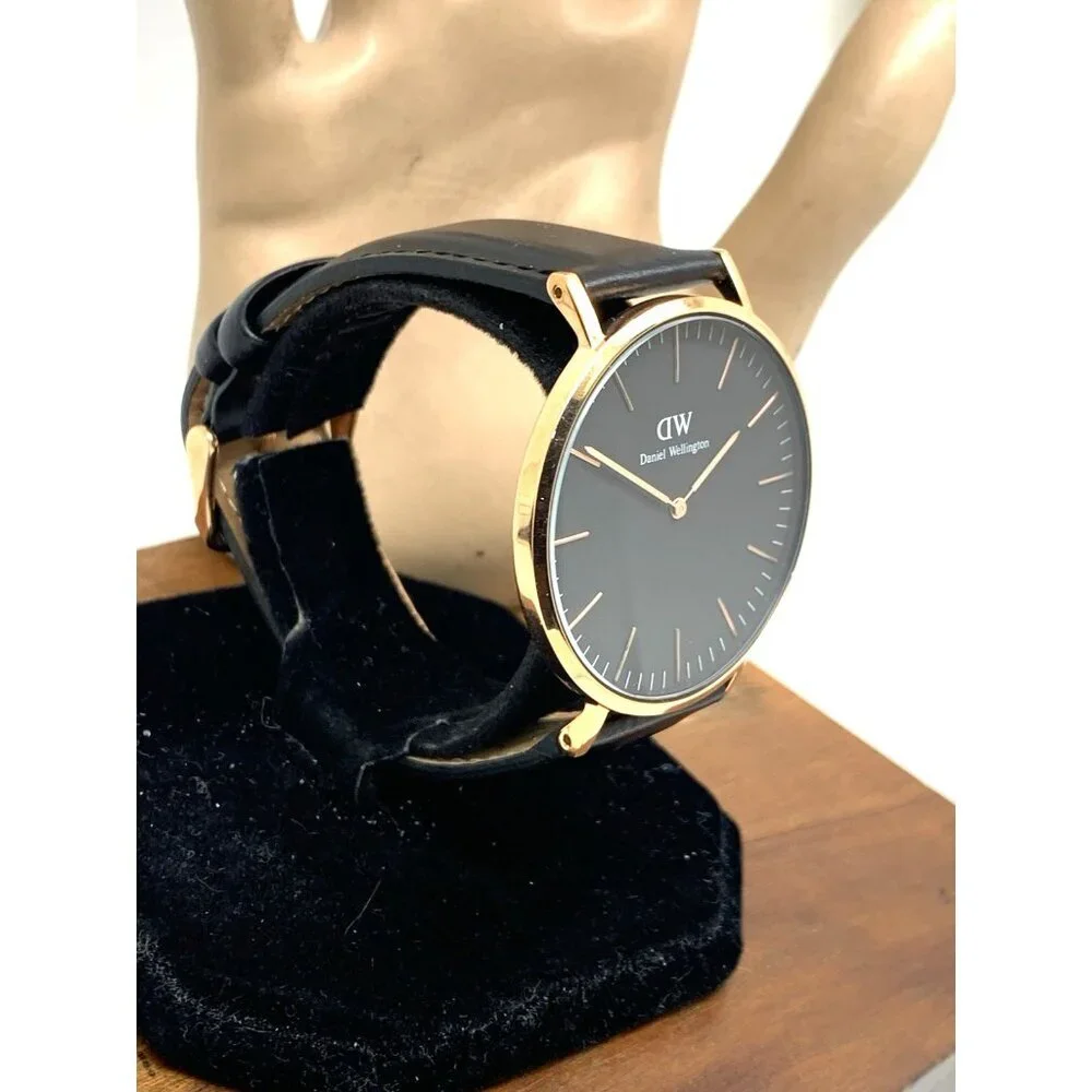 Daniel Wellington Men's Watch DW00100127 Rose Gold Black Dial 41mm Leather Band